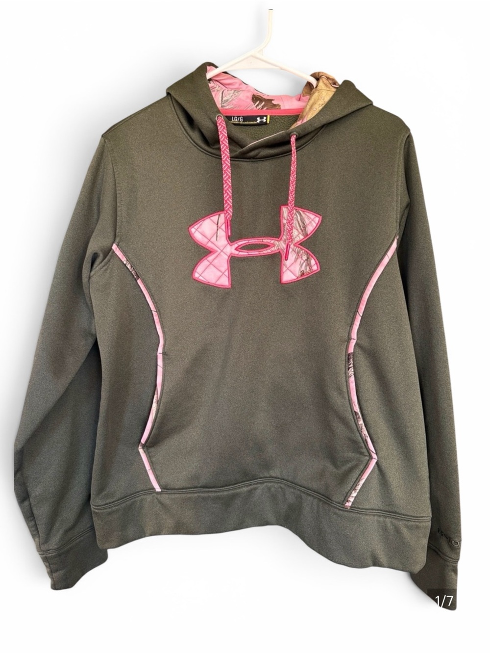Women’s Under Armour Olive Green Hoodie with Pink Accents